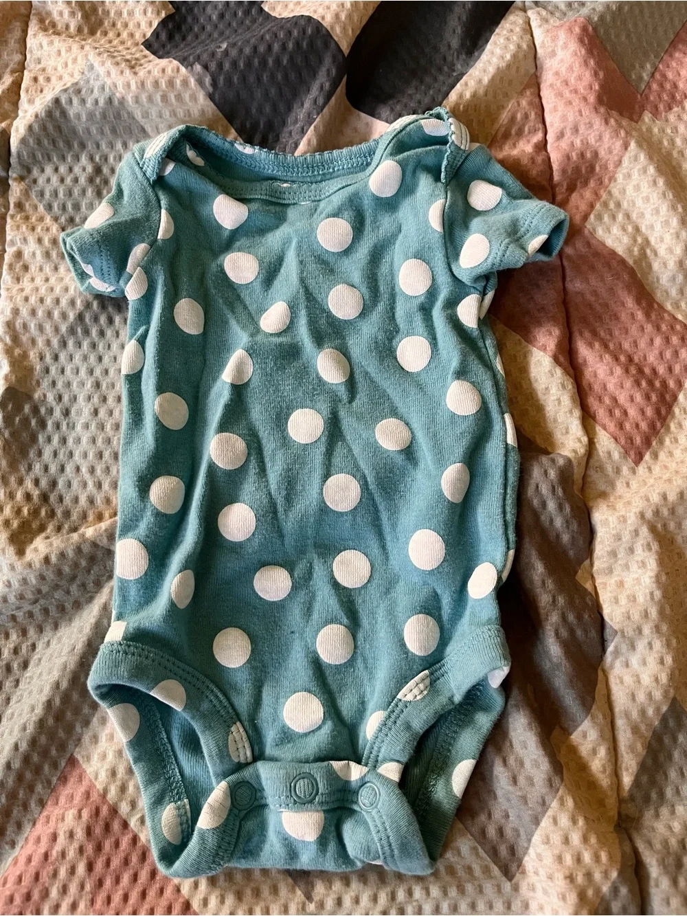 Carter's Teal Polka Dot Short Sleeve Baby Bodysuit